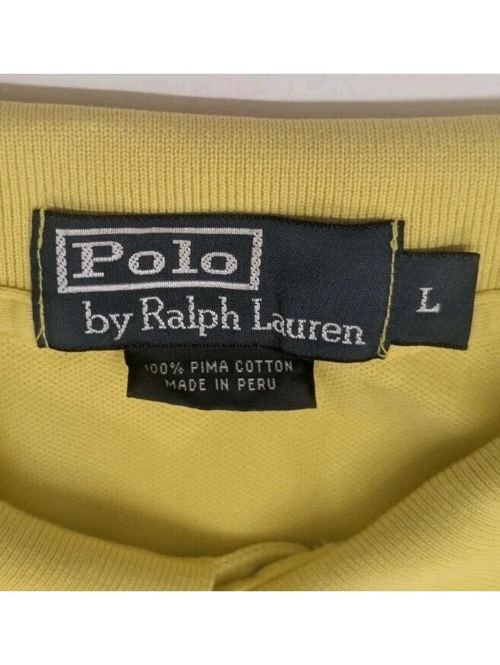 Polo Ralph Lauren Shirt Mens L Yellow Classic Fit Flesh Pony Pima Soft Touch